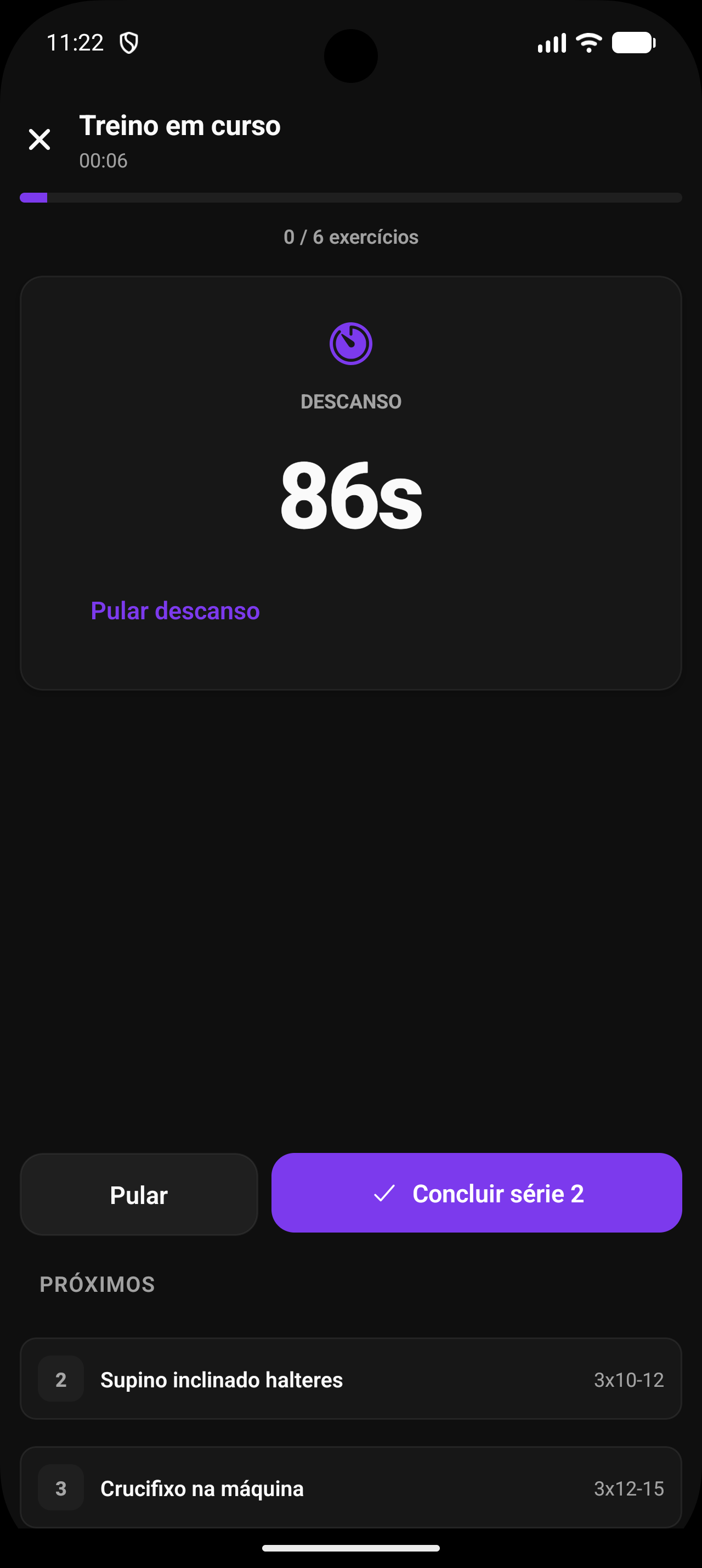 Treino em curso