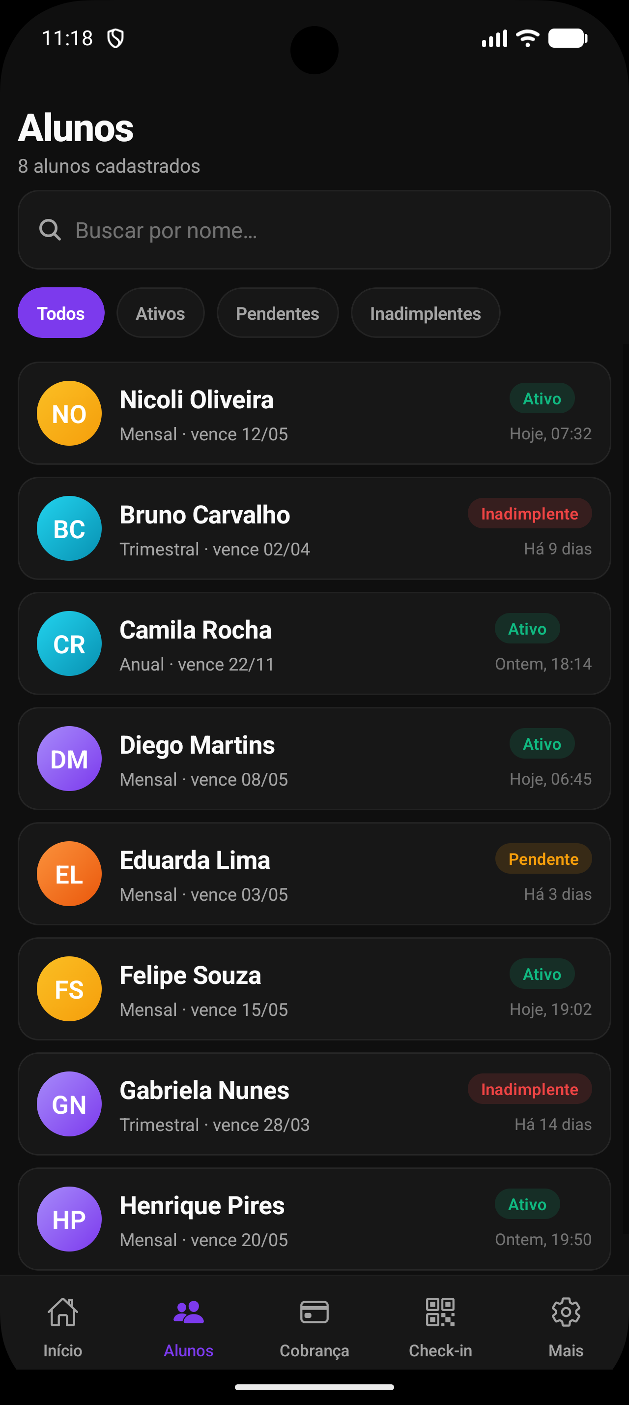 Lista de alunos